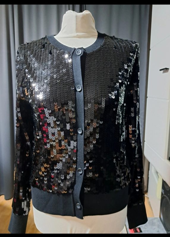 Zara Damen Pailletten Cardigan Schwarz Gr. M – Bild 3 von 5