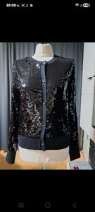 Zara Damen Pailletten Cardigan Schwarz Gr. M