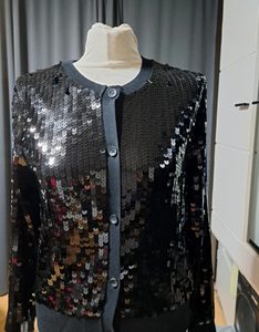 Zara Damen Pailletten Cardigan Schwarz Gr. M – Bild 2 von 5