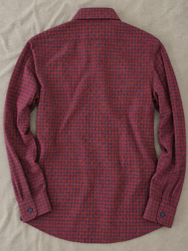 ETON Herrenhemd Slim Fit Gr. 40 M Rot Dunkelblau Kariert 100% Baumwolle – Bild 2 von 5