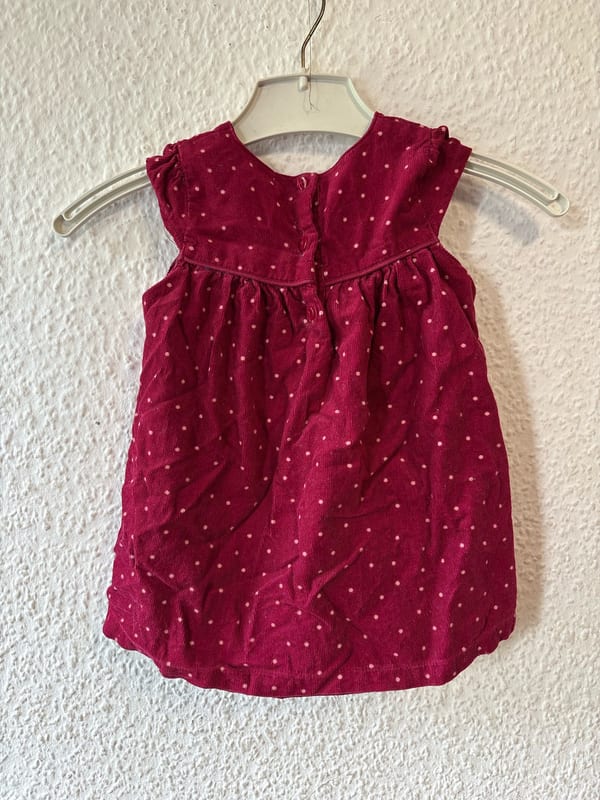 Primark Cordkleid, Gr. 9-12 Monate (80 cm) – Bordeaux mit Punkten — Bild 2 von 3