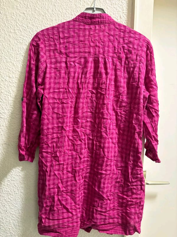 Pinke kariert-gemusterte Bluse mit Nieten – Damen Tunika — Bild 6 von 6