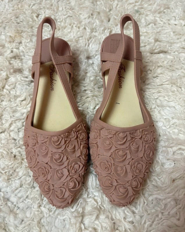 Damenschuhe Slingback Ballerinas mit Rosenmuster – Rosé — Bild 2 von 3