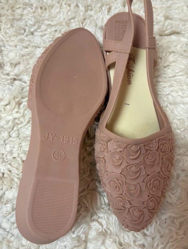 Damenschuhe Slingback Ballerinas mit Rosenmuster – Rosé — Bild 3 von 3