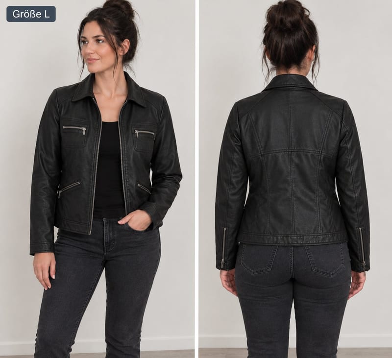 🖤 Best Connections Damen-Lederjacke – Schwarz – Gr. L – Echtes Leder 🖤 — Bild 1 von 5