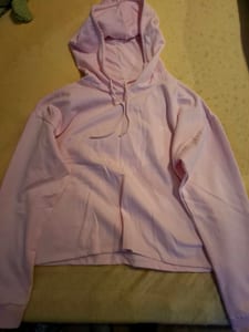 Damen Rosa Hoodie mit Kapuze – kurz geschnitten – Größe 38