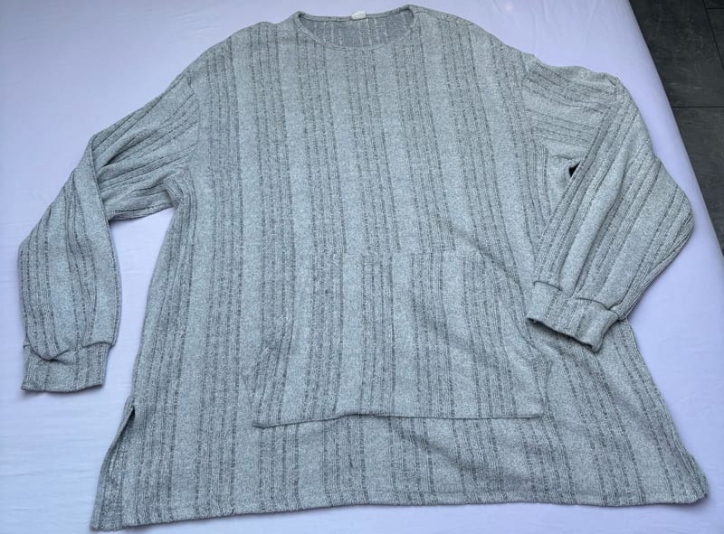 Damen Langarm-Oversize-Pullover in Grau gestreift