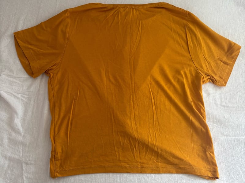 Damen-Shirt mit Knoten vorne – Senfgelb, kurzarm – Größe 38 – Bild 5 von 5