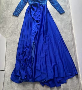 Damen Langes Abendkleid royalblau mit Pailletten und langen Ärmeln – Größe S – Königsblau — Bild 4 von 8 anzeigen