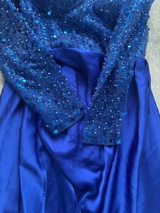 Damen Langes Abendkleid royalblau mit Pailletten und langen Ärmeln – Größe S – Königsblau — Bild 5 von 8 anzeigen