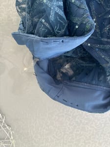 Damen Festliches blaues Kleid mit Glitzer und langen Ärmeln – Größe 40 — Bild 6 von 6 anzeigen