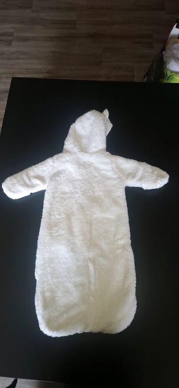 Baby Plüschoverall/Schlafsack mit Ärmel Gr.62/68 – Weiß – Bild 3 von 3