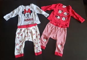 Mädchen 2er Disney Freizeitanzüge/Schlafanzüge "Minnie Maus" Gr.74/80 – Rot/Grau