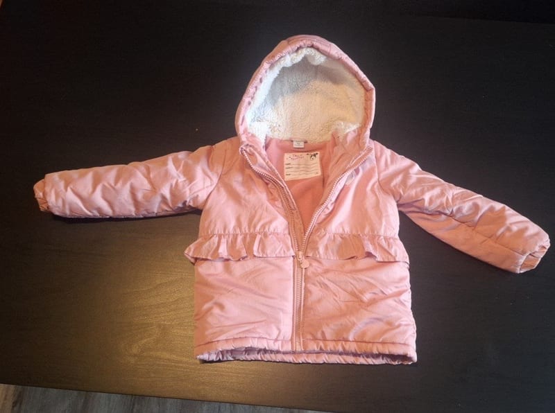 Mädchen Winterjacke mit Rüschenbund Gr. 92 – Rose – Bild 2 von 4