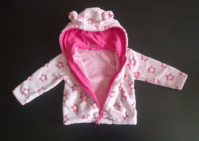 Mädchen Plüschjacke mit Bärenohren & Sternen Gr. 80 – Rosa – Bild 2 von 4