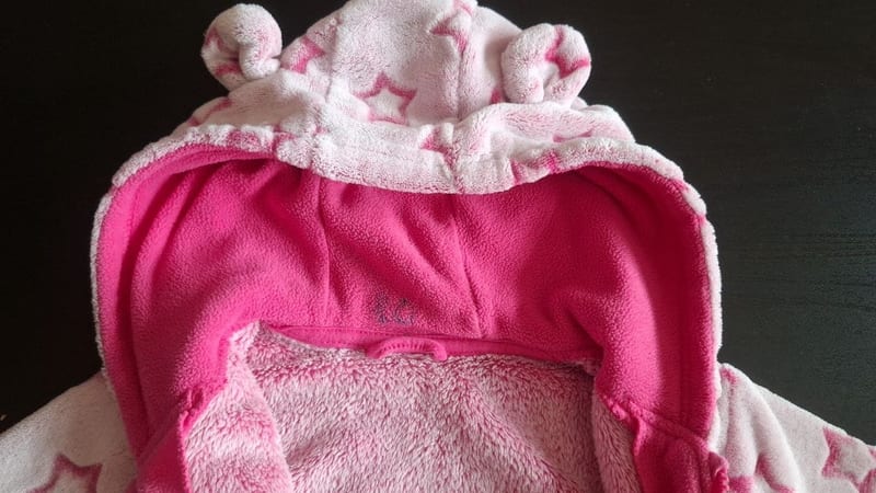 Mädchen Plüschjacke mit Bärenohren & Sternen Gr. 80 – Rosa – Bild 4 von 4