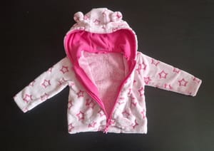 Mädchen Plüschjacke mit Bärenohren & Sternen Gr. 80 – Rosa — Bild 2 von 4 anzeigen