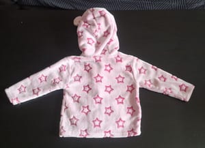 Mädchen Plüschjacke mit Bärenohren & Sternen Gr. 80 – Rosa — Bild 3 von 4 anzeigen