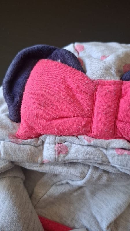 Mädchen Minnie Mouse Sweatjacke mit Kapuze & Schleife Gr.86 – Grau/Rosa – Bild 3 von 5