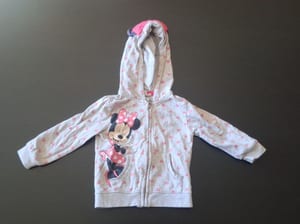 Mädchen Minnie Mouse Sweatjacke mit Kapuze & Schleife Gr.86 – Grau/Rosa