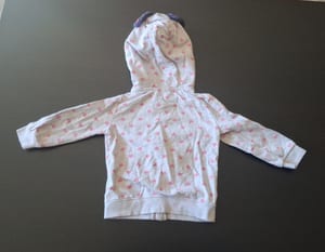 Mädchen Minnie Mouse Sweatjacke mit Kapuze & Schleife Gr.86 – Grau/Rosa — Bild 2 von 5 anzeigen