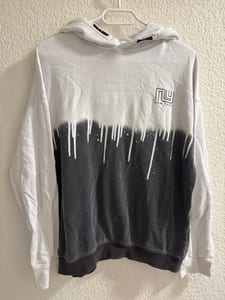 Jungen Hoodie mit Farbverlauf und Tropfen-Print, Motiv „New York“ – Größe 164 – Weiß/Grau