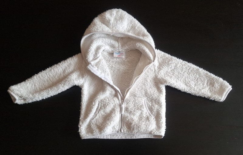 Mädchen Plüschjacke mit Kapuze Gr. 80 – Weiß – Bild 2 von 3