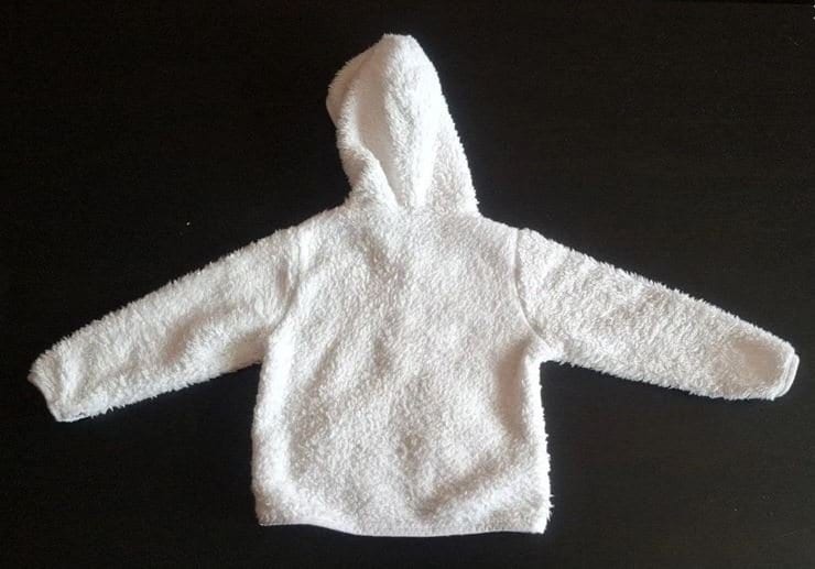 Mädchen Plüschjacke mit Kapuze Gr. 80 – Weiß – Bild 3 von 3