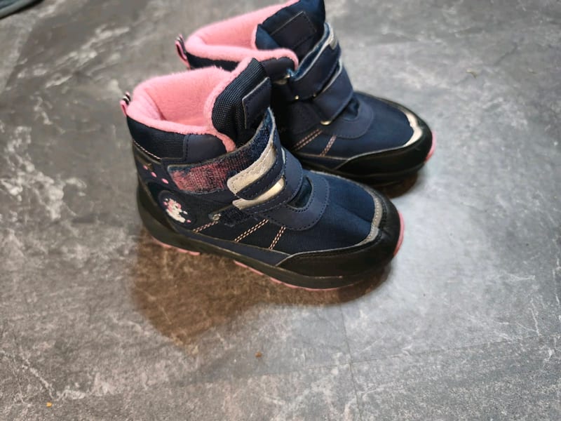 Winterstiefel Kinder, dunkelblau mit Rosa, Klettverschluss Gr. 25