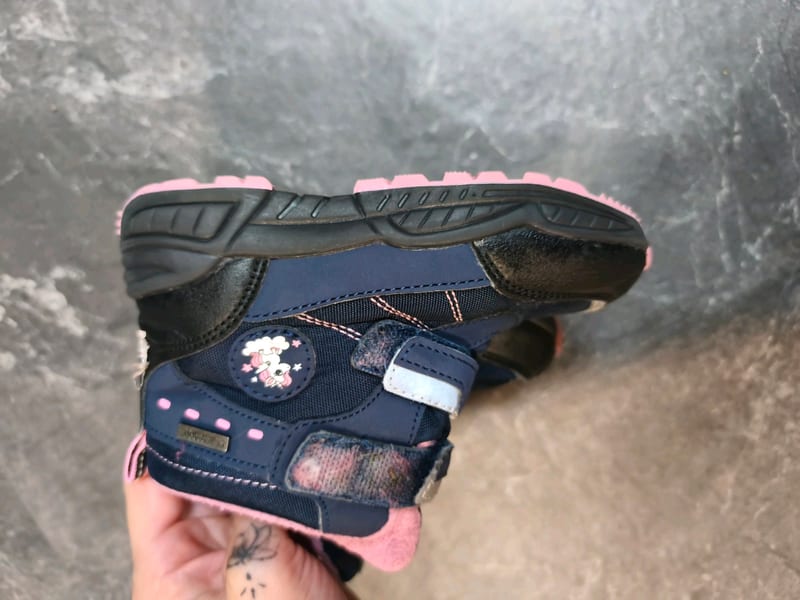 Winterstiefel Kinder, dunkelblau mit Rosa, Klettverschluss Gr. 25 – Bild 4 von 7
