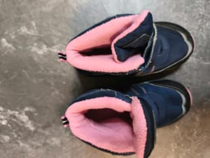 Winterstiefel Kinder, dunkelblau mit Rosa, Klettverschluss Gr. 25 — Bild 3 von 7 anzeigen