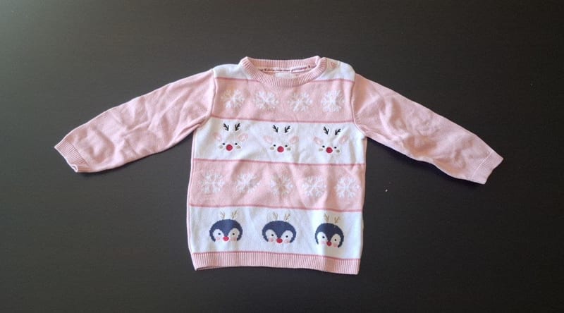 Mädchen Süßer rosa Strickpullover mit Winter-Motiv Gr.86