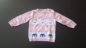 Mädchen Süßer rosa Strickpullover mit Winter-Motiv Gr.86