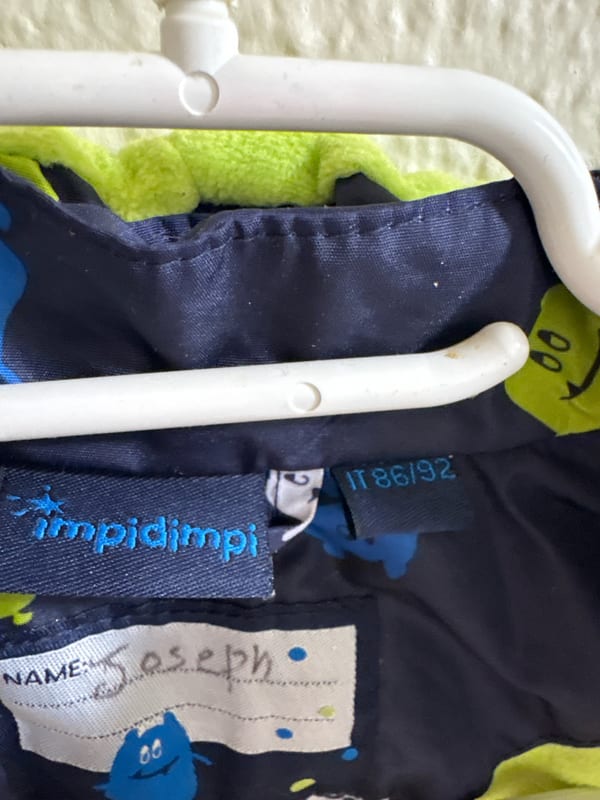 Kinderjacke mit Monster-Muster, Kapuze und Fleece-Innenfutter – Größe 92 – Blau – Bild 2 von 2