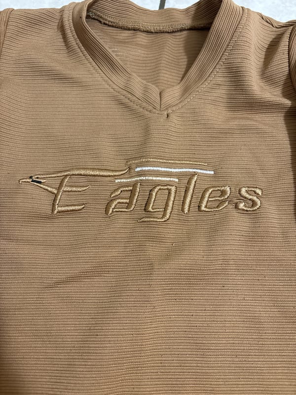 Jungen Langarmshirt mit V-Ausschnitt und Eagles-Stickerei – Größe 104 – Camel-Braun – Bild 2 von 2