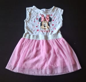 Mädchen Süßes Disney Minnie Mouse Kleid mit Tüll-Rock Gr.86 – Rosa/Grau