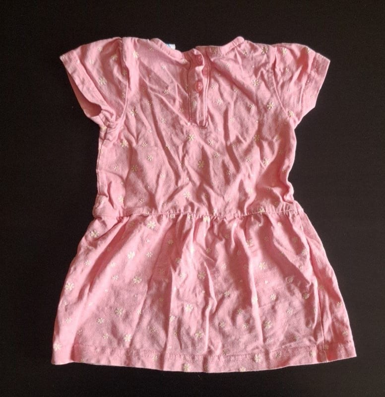Mädchen Rosa Sommerkleid mit Blüten & "moment"-Schriftzug Gr.80 – Bild 2 von 2