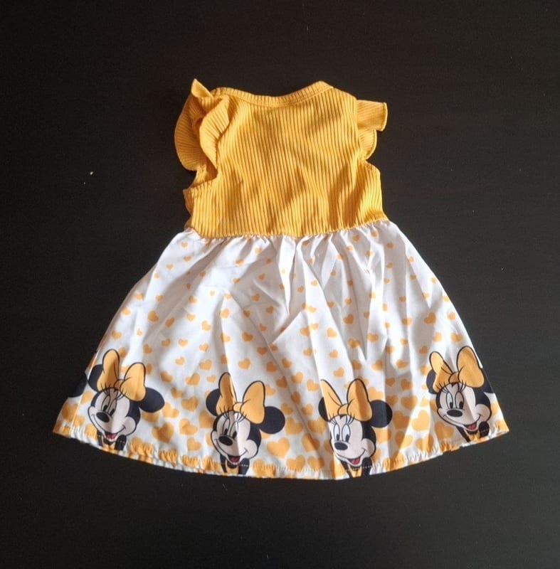 Mädchen Süßes Sommerkleid mit Minnie Maus Gr.80 – Gelb/Weiß – Bild 2 von 2