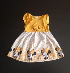 Mädchen Süßes Sommerkleid mit Minnie Maus Gr.80 – Gelb/Weiß