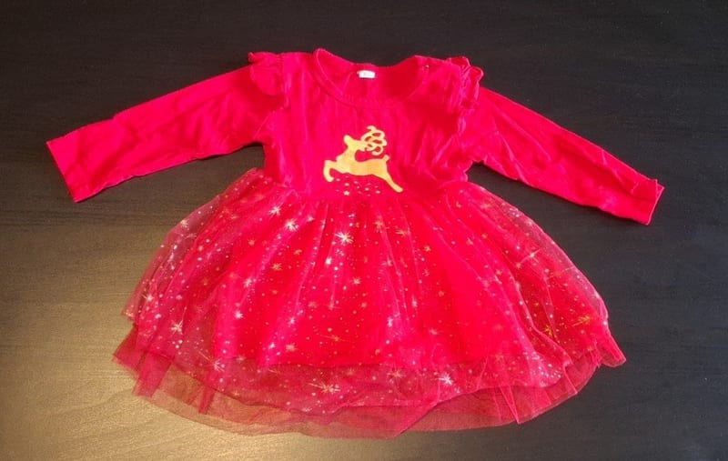Mädchen Festliches Weihnachtskleid Gr.80 – Rot/Gold