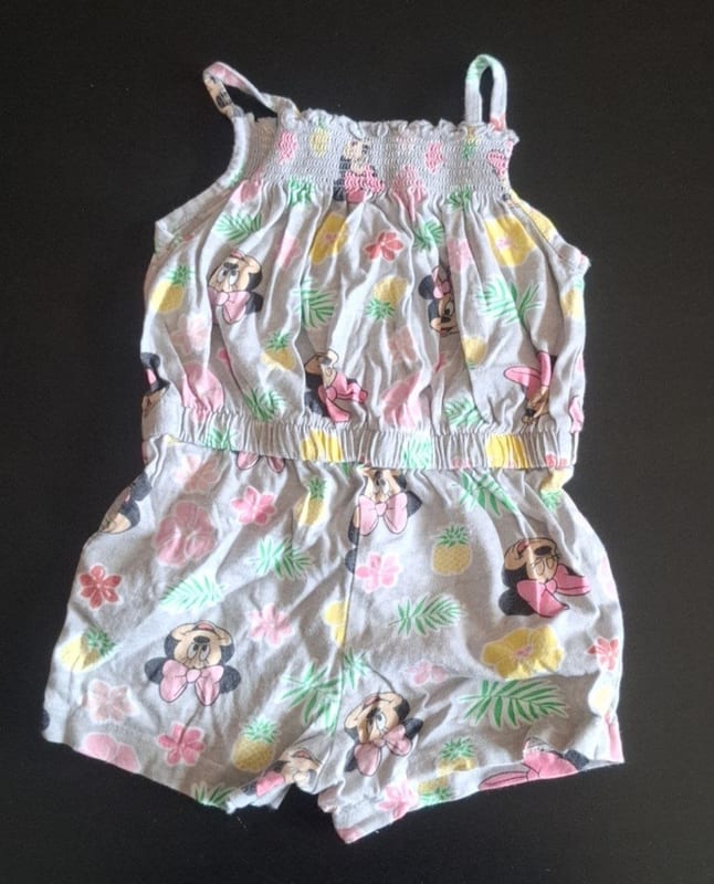 Mädchen Sommer-Jumpsuit mit Minnie Mouse Gr.74 – Grau/Bunt – Bild 2 von 2