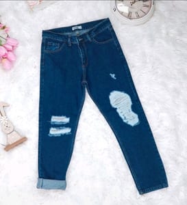 Damen Dunkelblaue Jeans mit Destroyed-Details – Größe 36