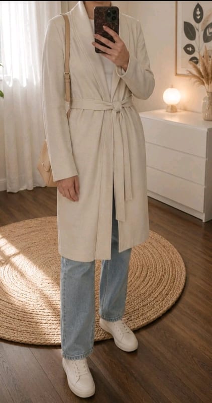 Damen Only Blusenjacke/Longblazer Creme – Größe M – Beige