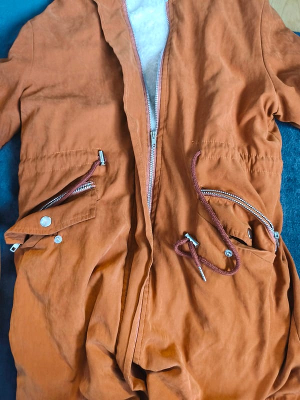 Damen Parka mit Kapuze und Teddyfutter – Orange S – Größe S – Rostorange – Bild 2 von 3