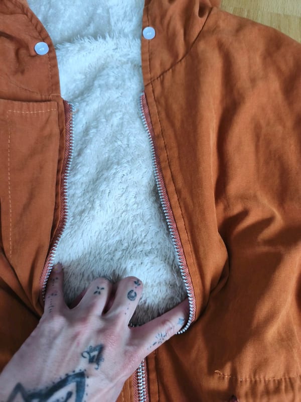 Damen Parka mit Kapuze und Teddyfutter – Orange S – Größe S – Rostorange – Bild 3 von 3