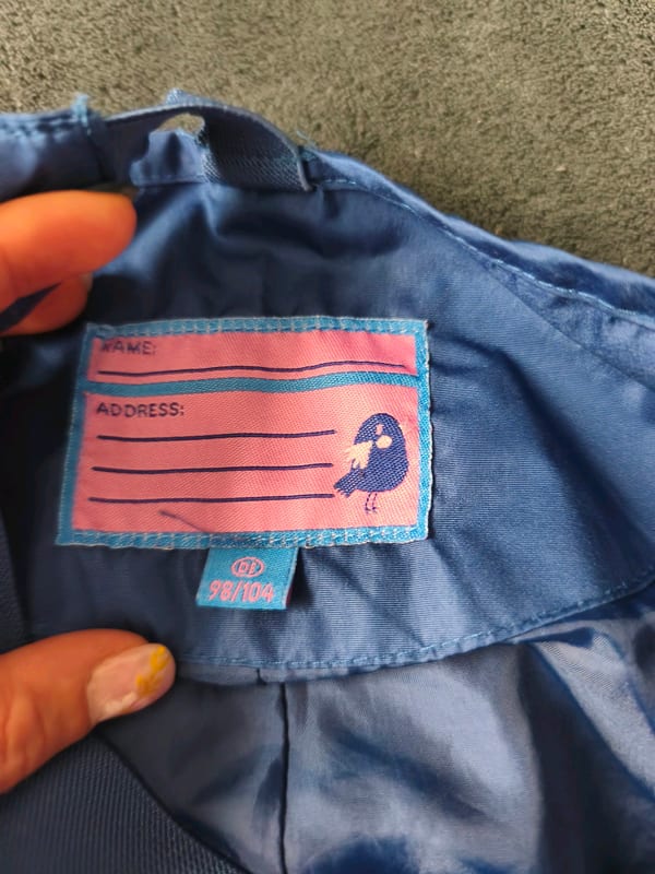 Blaue Kinder-Regenhose mit Trägern und Fuchs-Motiv – Größe 98 – Bild 4 von 4