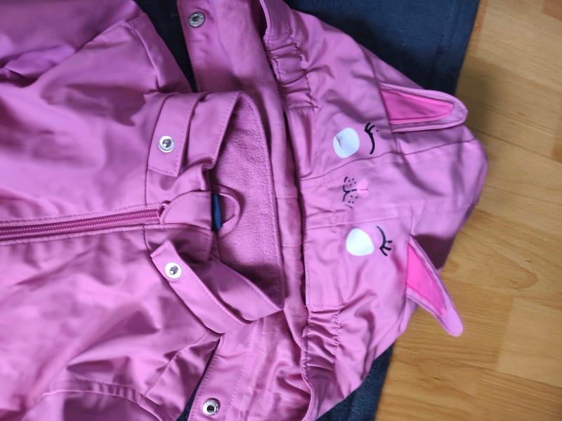 Pinke Kinderjacke mit Kapuze und Katzenohren – Größe 110 – Rosa – Bild 2 von 6