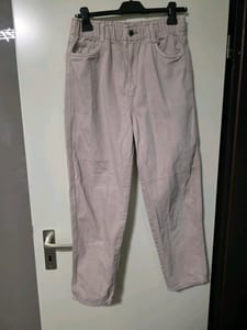 Damen Beige Paperbag Jeans Gr. 38