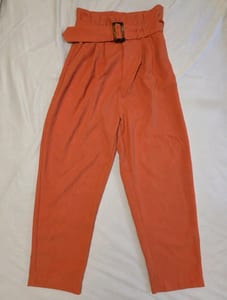 Damenhose Paperbag-Bund mit Gürtel, Orange – Größe 38