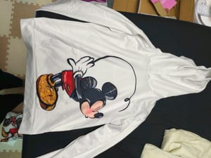 Damen Langarmshirt mit Micky-Maus-Motiv – Weiß – Größe S